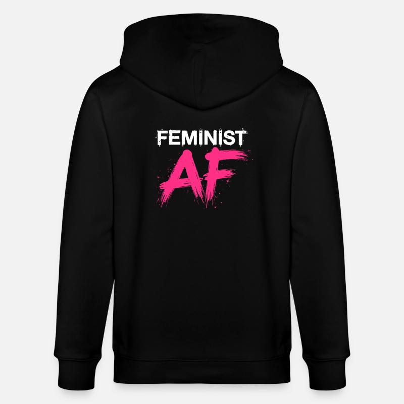 Feminist AF Statement Spruch Sprüche - Stanley/Stella Unisex Bio-Kapuzenjacke CULTIVATOR  - Schwarz