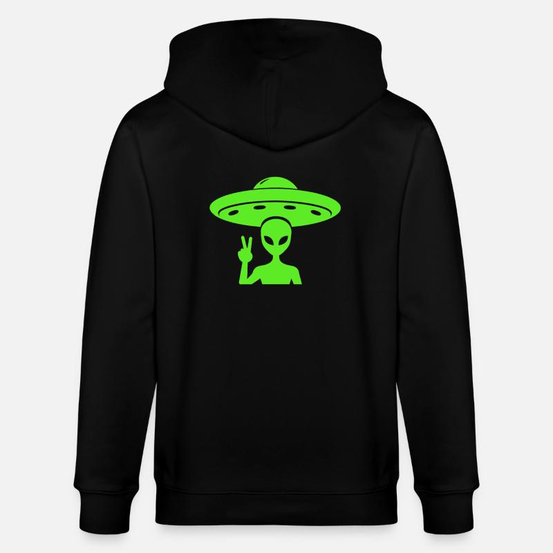 Alien UFO Peace - Stanley/Stella Unisex Bio-Kapuzenjacke CULTIVATOR  - Schwarz