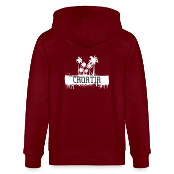 Split Kroatien Fußball Fußball Dalmatien Tourismus - Stanley/Stella Unisex Bio-Kapuzenjacke CULTIVATOR  - Burgunderrot - Hinten - Anna (173cm)