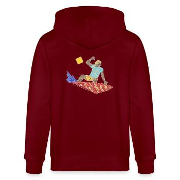 Surfer-Labyrinth - Stanley/Stella Unisex Bio-Kapuzenjacke CULTIVATOR  - Burgunderrot - Hinten - Anna (173cm)
