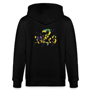 Fantasy Drache Anime Drachenkopf Mythos Reptilienschlange - Stanley/Stella Unisex Bio-Kapuzenjacke CULTIVATOR  - Schwarz - Hinten - Anna (173cm)