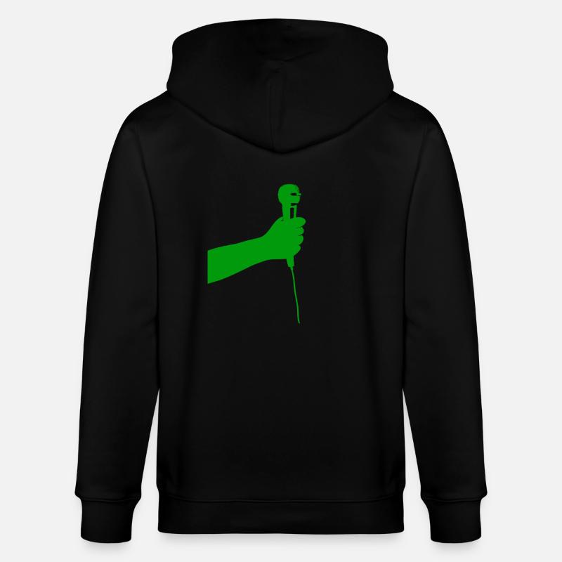 microphone (vert) - Veste à capuche bio CULTIVATOR Stanley/Stella Unisexe - noir