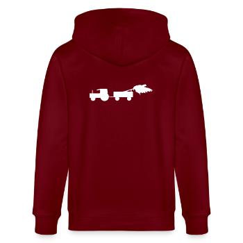 Kirchweih Traktor mit Hänger - Stanley/Stella Unisex Bio-Kapuzenjacke CULTIVATOR  - Burgunderrot - Hinten - Anna (173cm)
