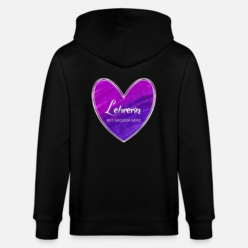 Lehrerin mit großem Herz - Stanley/Stella Unisex Bio-Kapuzenjacke CULTIVATOR - Schwarz
