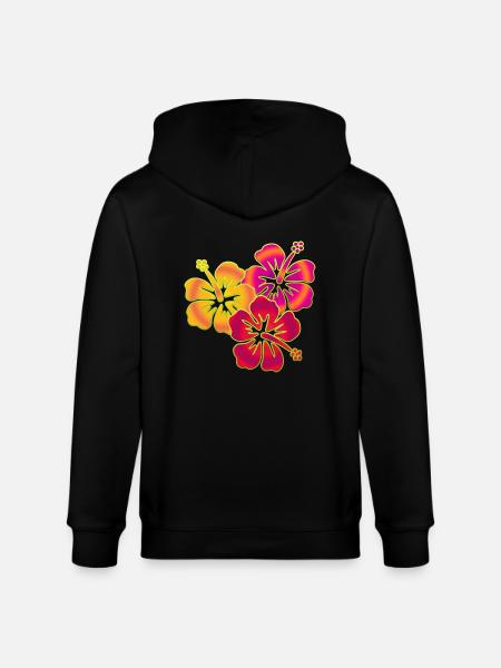BALI fleurs d'hibiscus trio - Veste à capuche bio CULTIVATOR Stanley/Stella Unisexe - noir