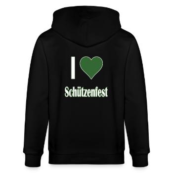 I love Schützenfest - Stanley/Stella Unisex Bio-Kapuzenjacke CULTIVATOR  - Schwarz - Hinten - Anna (173cm)