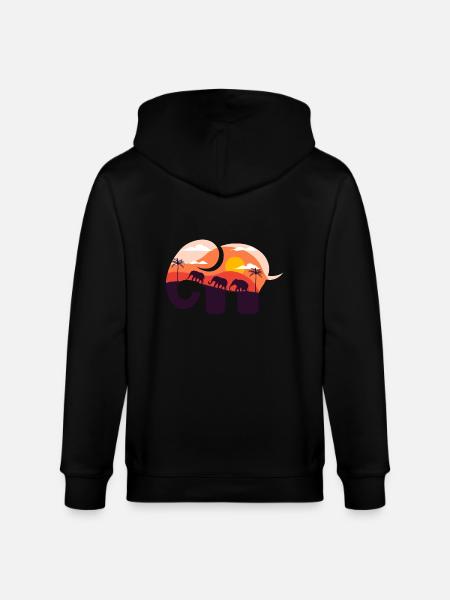 Elephant savannah sunset - Stanley/Stella CULTIVATOR Unisex Organic Hooded Jacket - black