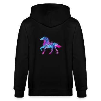 Couleur de l'eau de cheval rose bleu - Veste à capuche bio CULTIVATOR Stanley/Stella Unisexe - noir - Dos - Anna (173cm)