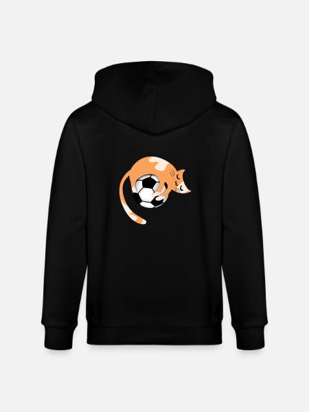 Katze mit Fußball - Stanley/Stella Unisex Bio-Kapuzenjacke CULTIVATOR - Schwarz