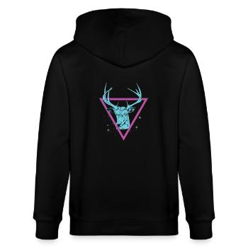 Deer - deer antler - Stanley/Stella CULTIVATOR  Unisex Organic Hooded Jacket - black - Back - Anna (173cm)