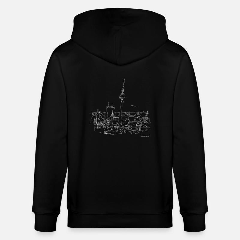Berlin Panorama (w) - Stanley/Stella Unisex Bio-Kapuzenjacke CULTIVATOR  - Schwarz