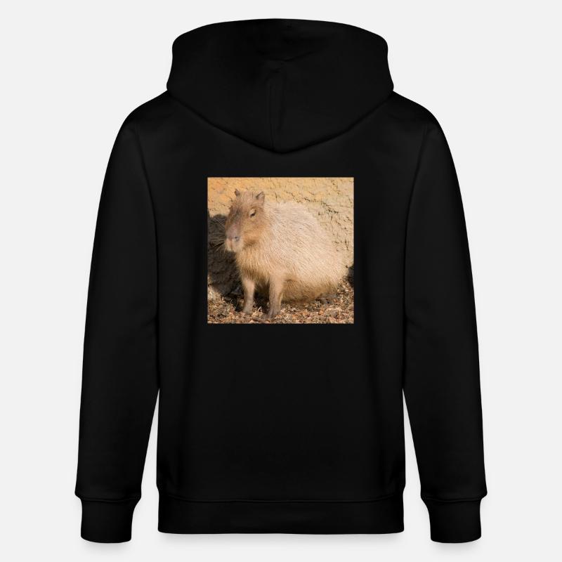 Capybara capybara (Hydrochoerus hydrochaeris) - Stanley/Stella CULTIVATOR  Unisex Organic Hooded Jacket - black