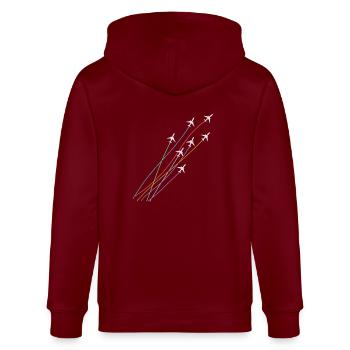 Flugzeugstaffel Fliegerstaffel Formation Flug - Stanley/Stella Unisex Bio-Kapuzenjacke CULTIVATOR  - Burgunderrot - Hinten - Anna (173cm)