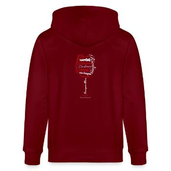 Weinglas Weinreben Rebsorten Shirt - Stanley/Stella Unisex Bio-Kapuzenjacke CULTIVATOR  - Burgunderrot - Hinten - Anna (173cm)