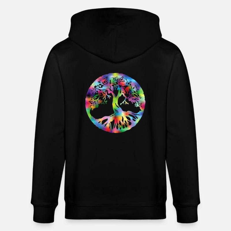 Lebensbaum bunt - Stanley/Stella Unisex Bio-Kapuzenjacke CULTIVATOR  - Schwarz