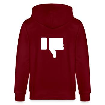 I Dislike social media Icon (Thumbs down) - Stanley/Stella Unisex Bio-Kapuzenjacke CULTIVATOR  - Burgunderrot - Hinten - Anna (173cm)