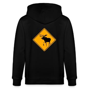 Moose Road Sign - Stanley/Stella Unisex Bio-Kapuzenjacke CULTIVATOR  - Schwarz - Hinten - Anna (173cm)
