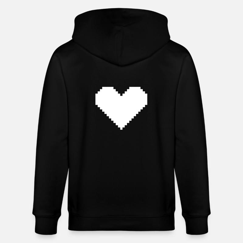 Pixel coeur blanc - Veste à capuche bio CULTIVATOR Stanley/Stella Unisexe - noir