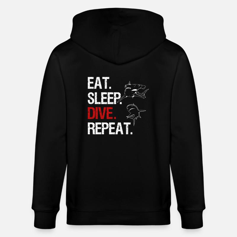 Eat Sleep Dive Repeat - Hammerhai - Stanley/Stella Unisex Bio-Kapuzenjacke CULTIVATOR  - Schwarz