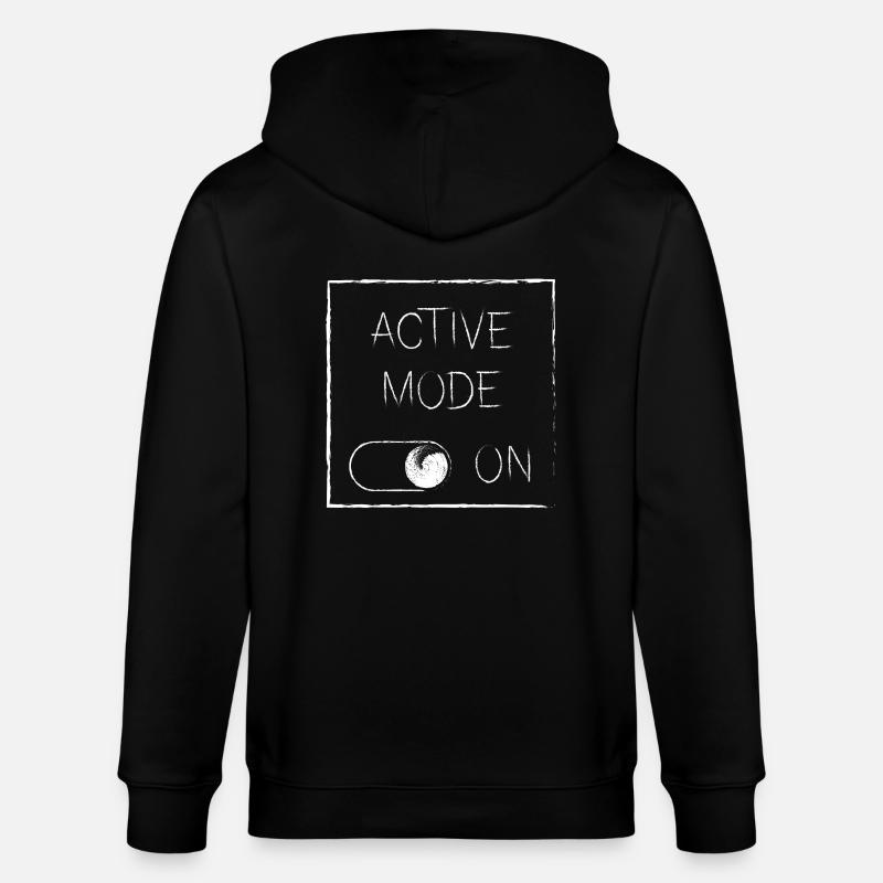 Active Mode On | white - Stanley/Stella CULTIVATOR  Unisex Organic Hooded Jacket - black