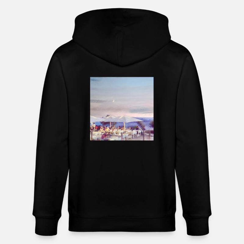 Bar de plage en Toscane - Veste à capuche bio CULTIVATOR Stanley/Stella Unisexe - noir