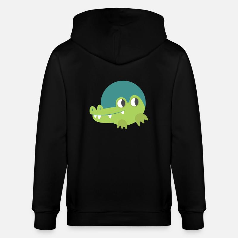 Cute Green crocodile in a circle - Veste à capuche bio CULTIVATOR Stanley/Stella Unisexe - noir