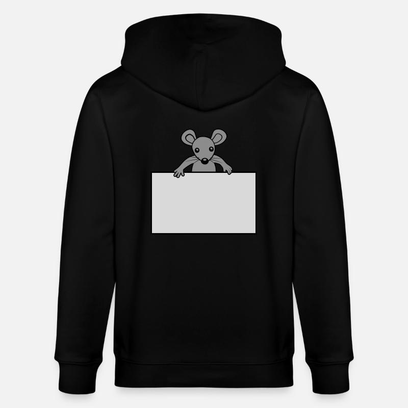 Maus mit Schild - Stanley/Stella Unisex Bio-Kapuzenjacke CULTIVATOR  - Schwarz