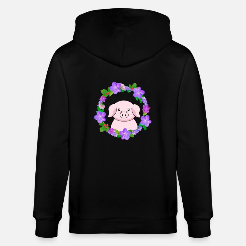 Cochon rose mignon - Veste à capuche bio CULTIVATOR Stanley/Stella Unisexe - noir