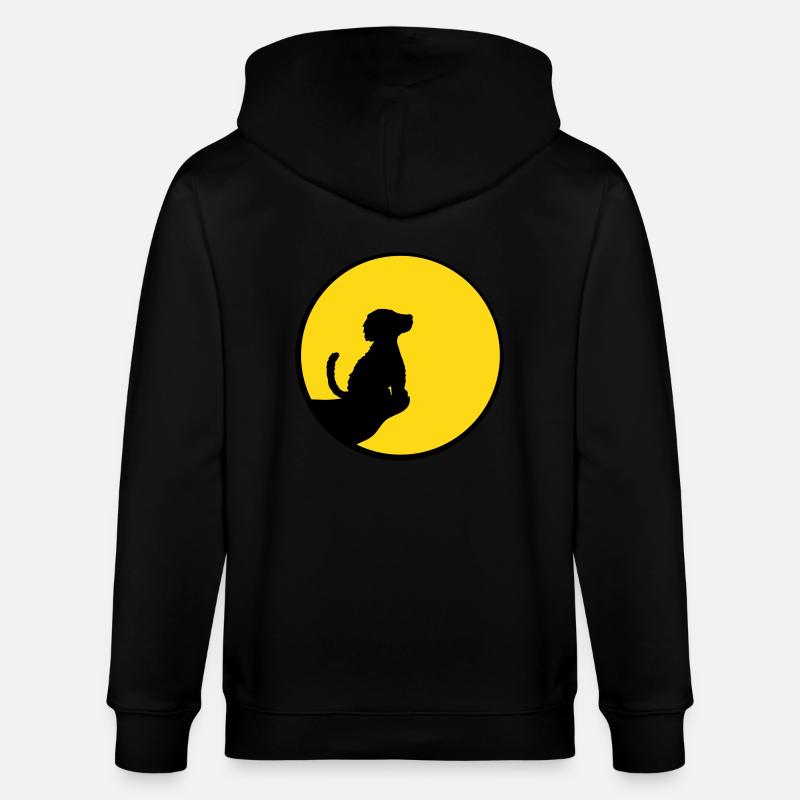 Mond Klippe sitzender Hund - Stanley/Stella Unisex Bio-Kapuzenjacke CULTIVATOR  - Schwarz
