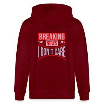Breaking news don't care - Stanley/Stella CULTIVATOR  Unisex Organic Hooded Jacket - burgundy - Back - Anna (173cm)