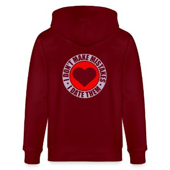Date Mistakes Quote Logo - Stanley/Stella CULTIVATOR  Unisex Organic Hooded Jacket - burgundy - Back - Anna (173cm)