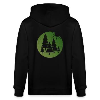 Abenteuerwanderung Spazieren im Wald Vintage Natur - Stanley/Stella Unisex Bio-Kapuzenjacke CULTIVATOR  - Schwarz - Hinten - Anna (173cm)