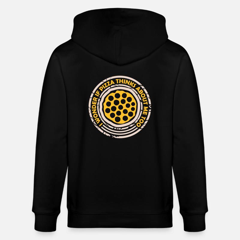 pizza thinks about me - Stanley/Stella CULTIVATOR  Unisex Organic Hooded Jacket - black