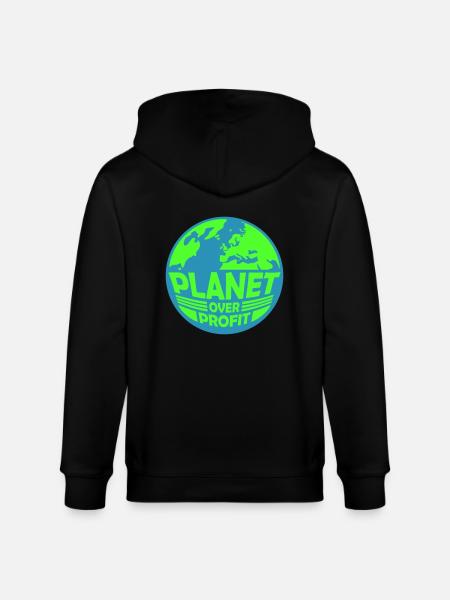 planet over profit quote - Stanley/Stella CULTIVATOR  Unisex Organic Hooded Jacket - black