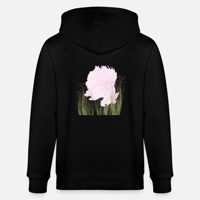 Betta Splendense Halfmoon Left Pink - Stanley/Stella CULTIVATOR  Unisex Organic Hooded Jacket - black