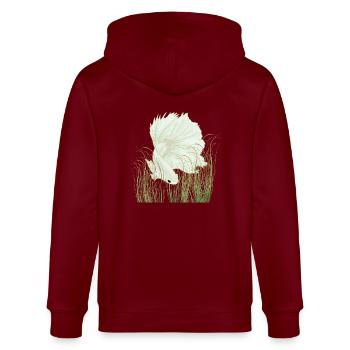 Betta Splendens Halfmoon Weiß - Stanley/Stella Unisex Bio-Kapuzenjacke CULTIVATOR  - Burgunderrot - Hinten - Anna (173cm)