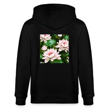 Wasserlilien Seerosen - Stanley/Stella Unisex Bio-Kapuzenjacke CULTIVATOR  - Schwarz - Hinten - Anna (173cm)