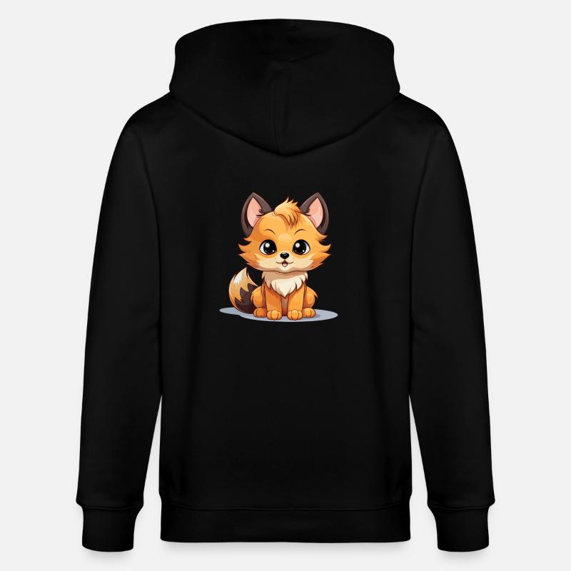 Renard - Style Kawaii - Veste à capuche bio CULTIVATOR Stanley/Stella Unisexe - noir