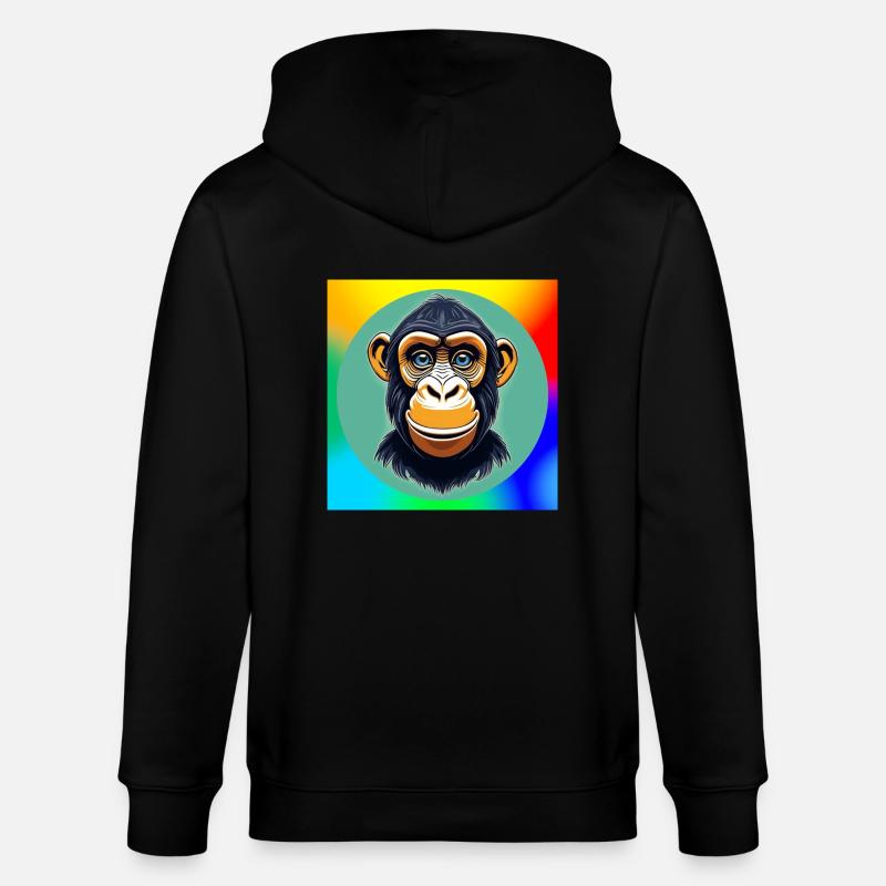 Dessin animé de chimpanzé - Veste à capuche bio CULTIVATOR Stanley/Stella Unisexe - noir