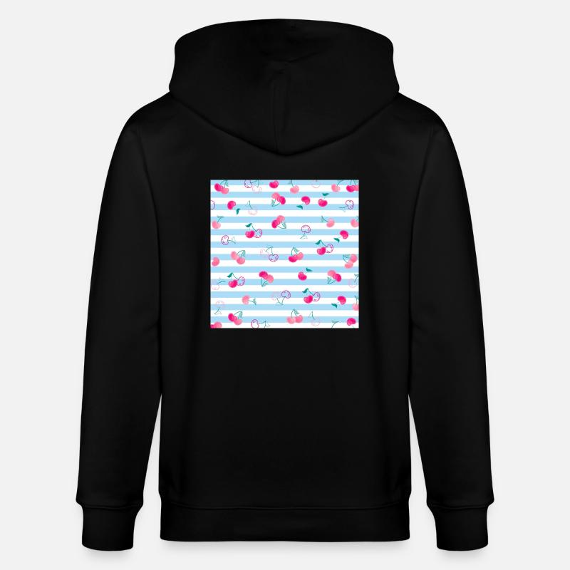 Kirsche Muster Cherry Pattern - Stanley/Stella CULTIVATOR  Unisex Organic Hooded Jacket - black