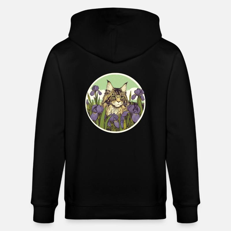 Chat tigré brun Iris - Veste à capuche bio CULTIVATOR Stanley/Stella Unisexe - noir