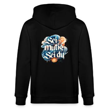 Sei mutig sei du Gross - Stanley/Stella Unisex Bio-Kapuzenjacke CULTIVATOR  - Schwarz - Hinten - Anna (173cm)