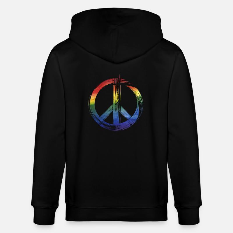 Peace Regenbogen - Stanley/Stella Unisex Bio-Kapuzenjacke CULTIVATOR  - Schwarz