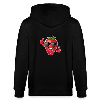 Erdbeere Sonnebrille Sommer Frucht - Stanley/Stella Unisex Bio-Kapuzenjacke CULTIVATOR  - Schwarz - Hinten - Anna (173cm)