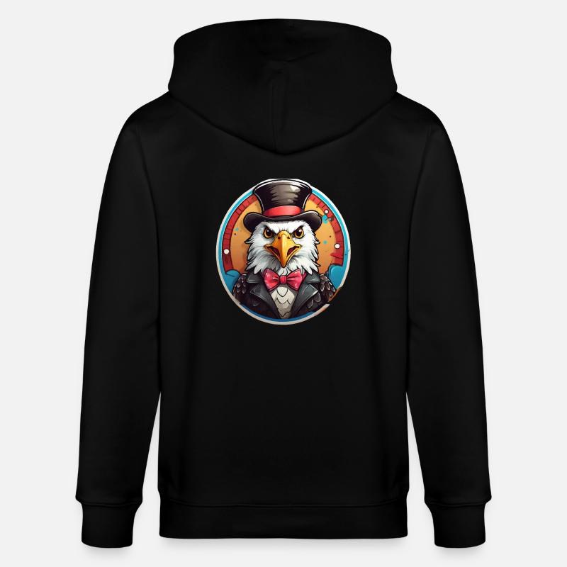 Funny Eagle Comic - Stanley/Stella CULTIVATOR  Unisex Organic Hooded Jacket - black