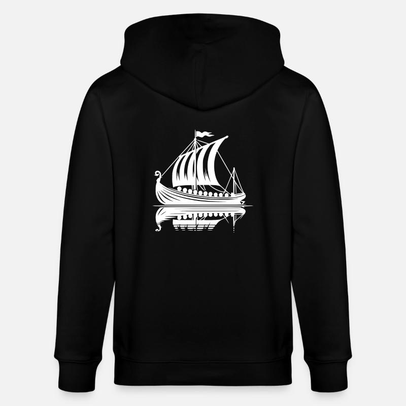 Starkes Wikinger Drachenboot mit Segel - Stanley/Stella Unisex Bio-Kapuzenjacke CULTIVATOR  - Schwarz