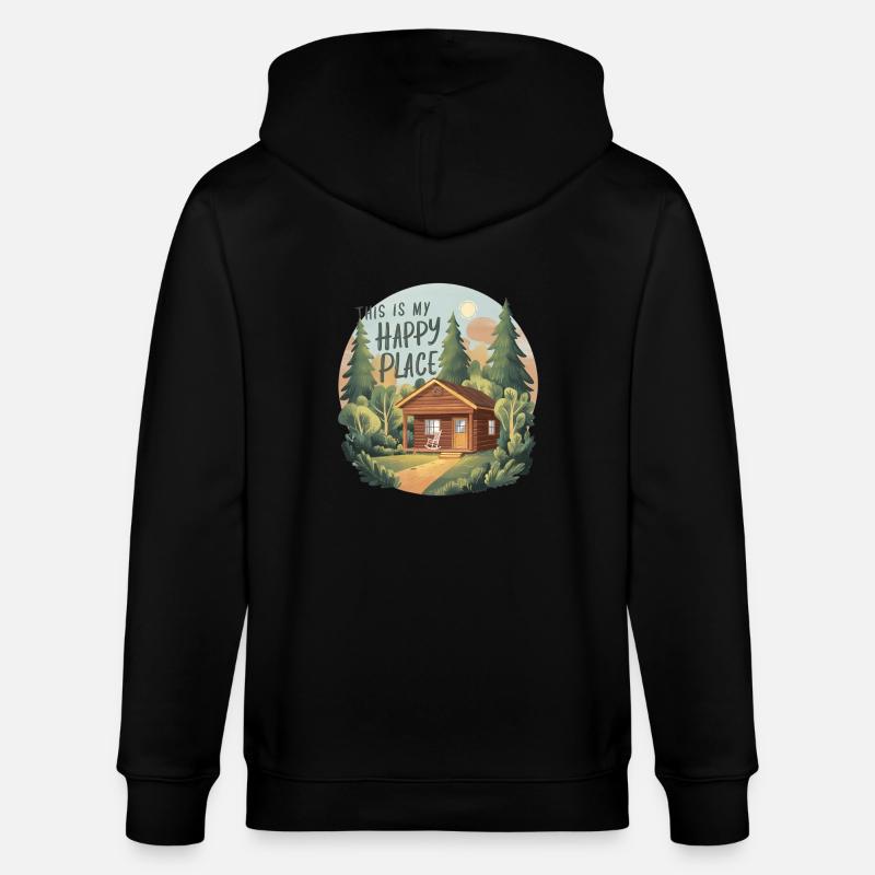 C’EST MON ENDROIT HEUREUX - Veste à capuche bio CULTIVATOR Stanley/Stella Unisexe - noir