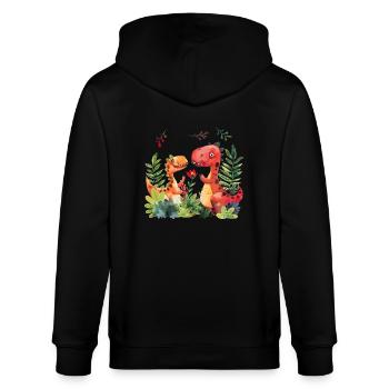 Why are dinosaurs so popular with children? - Stanley/Stella CULTIVATOR  Unisex Organic Hooded Jacket - black - Back - Anna (173cm)