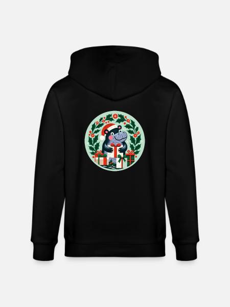 Weihnachts-Nilpferd - Stanley/Stella Unisex Bio-Kapuzenjacke CULTIVATOR  - Schwarz