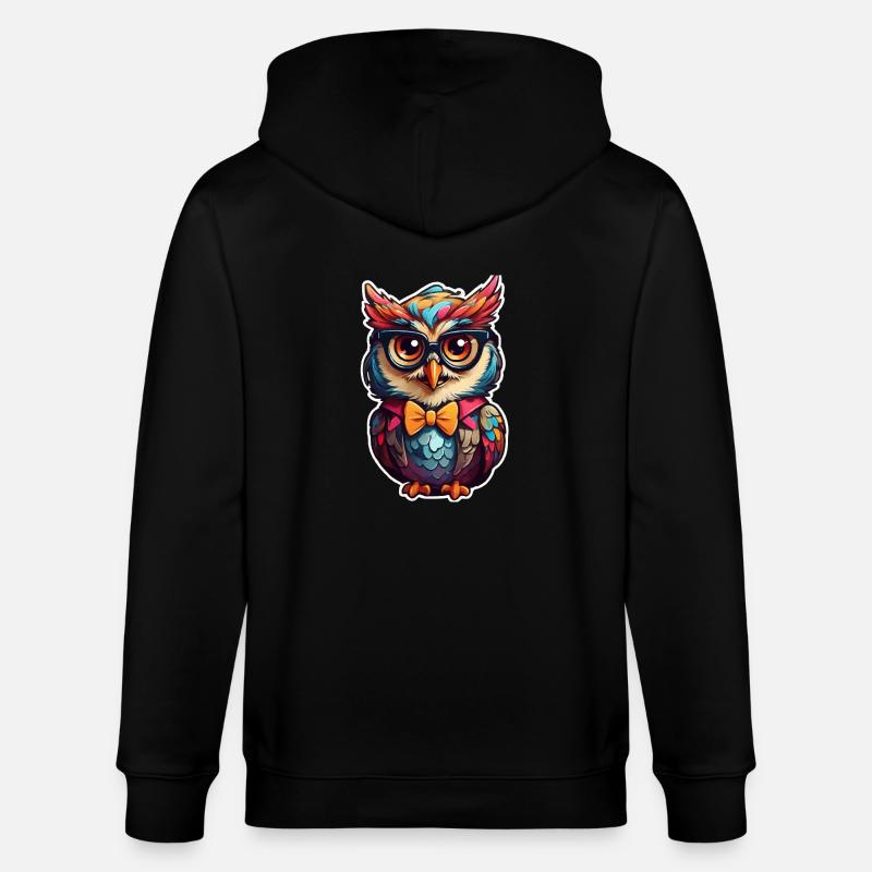 Lustige Eule Comic - Stanley/Stella Unisex Bio-Kapuzenjacke CULTIVATOR  - Schwarz